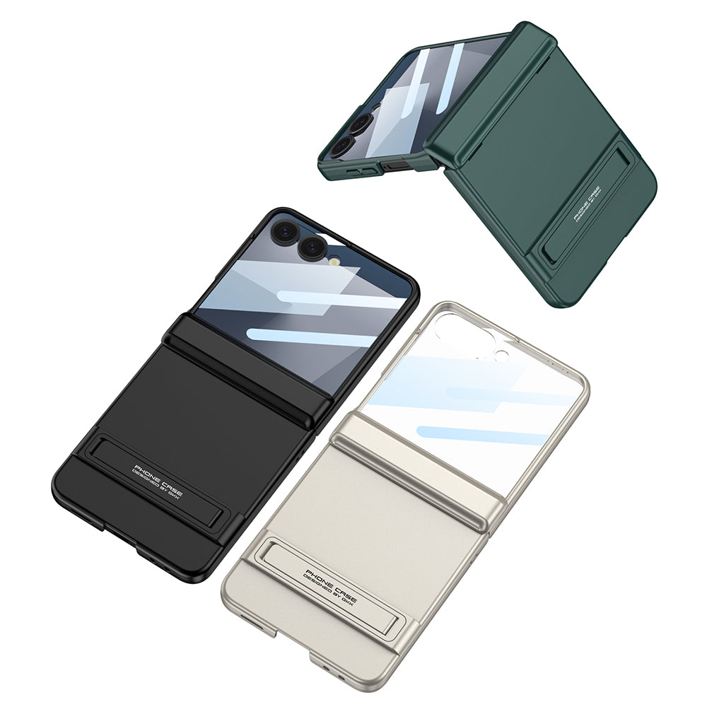 Galaxy Z Flip 7 Kılıf Zore Kıpta Standlı Kapak Gri