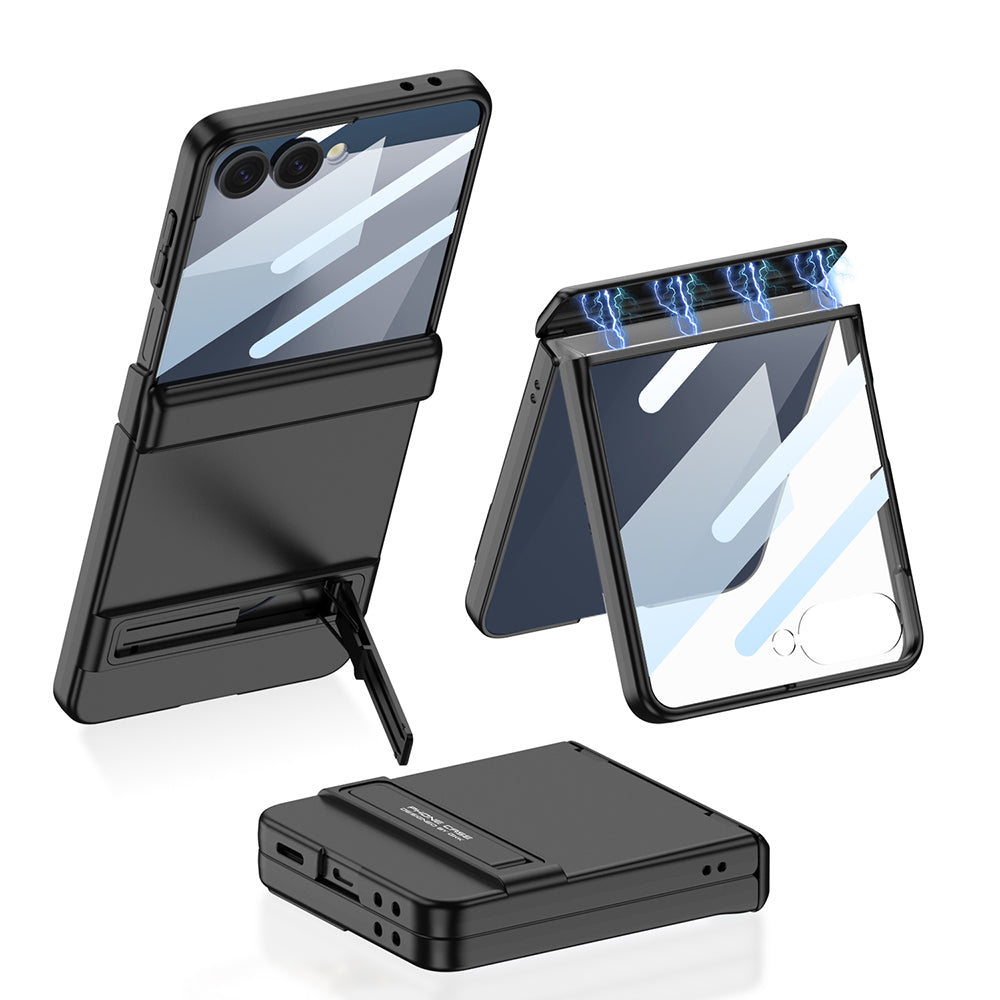 Galaxy Z Flip 7 Kılıf Zore Kıpta Standlı Kapak Siyah
