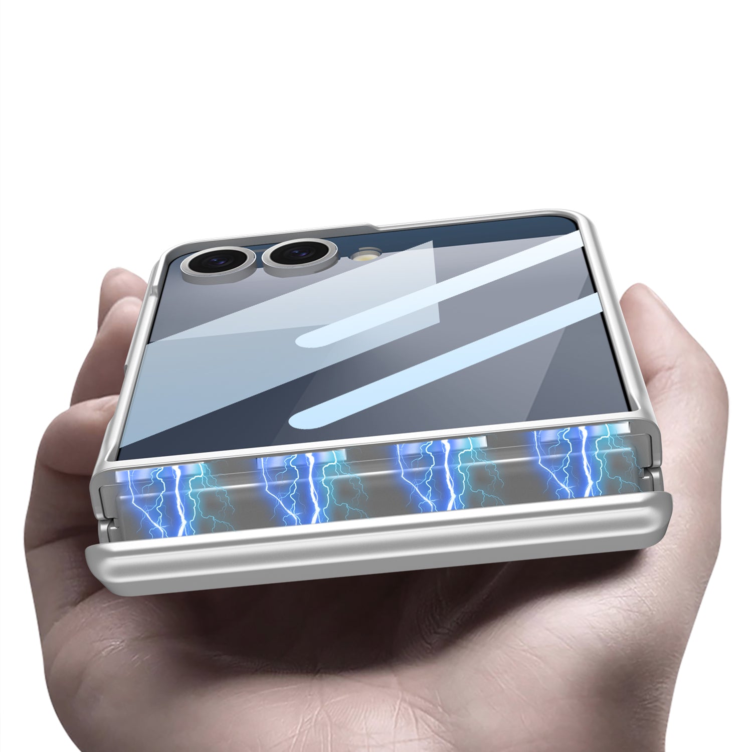 Galaxy Z Flip 7 Kılıf Zore Kıpta Standlı Kapak Gri