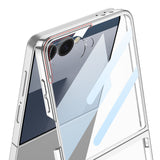 Galaxy Z Flip 7 M-safe Şarj Özellikli Zore Kıpta KPT-02 Standlı Kapak Gümüş