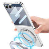 Galaxy Z Flip 7 M-safe Şarj Özellikli Zore Kıpta KPT-02 Standlı Kapak Gümüş