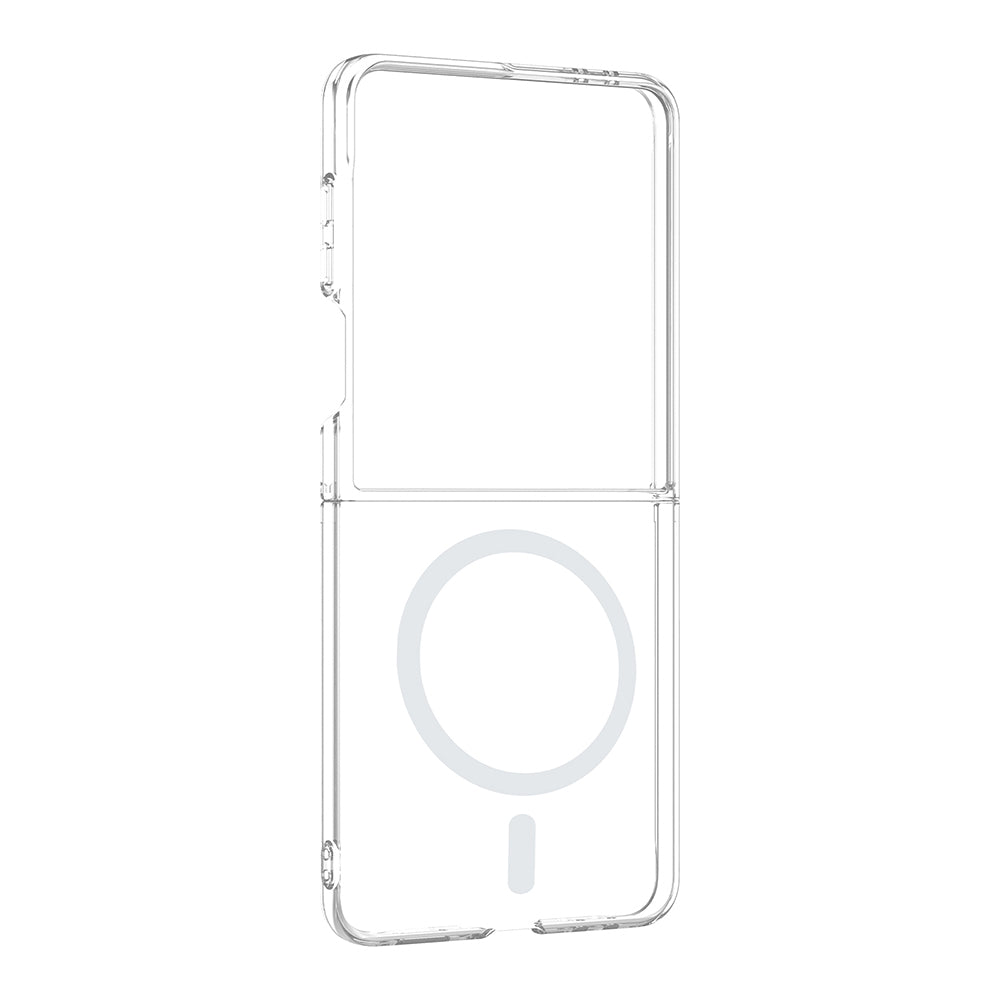 Galaxy Z Flip 8 Kamera Korumalı M-Safe Şarj Özellikli Şeffaf Zore London Sert PC Kapak Şeffaf