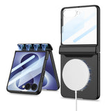 Galaxy Z Flip 8 Kılıf M-safe Şarj Özellikli Zore Kıpta KPT-04 Sert PC Kapak Siyah
