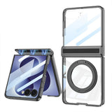 Samsung Galaxy Z Flip 8 Kılıf M-safe Şarj Özellikli Kıpta KPT-05 Ring Standlı Sert PC Kapak Siyah