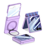 Galaxy Z Flip 8 Kılıf M-safe Şarj Özellikli Zore Kıpta KPT-06 Ring Standlı Kapak Mor