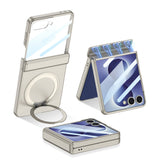 Galaxy Z Flip 8 Kılıf M-safe Şarj Özellikli Zore Kıpta KPT-06 Ring Standlı Kapak Titanyum