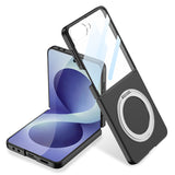 Galaxy Z Flip 8 Kılıf M-safe Şarj Özellikli Zore Kıpta Yüzüklü Kamera Korumalı Kapak Siyah