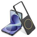 Galaxy Z Flip 8 Kılıf Wireless Şarj Özellikli Zore Kıpta M-safe Kapak Siyah