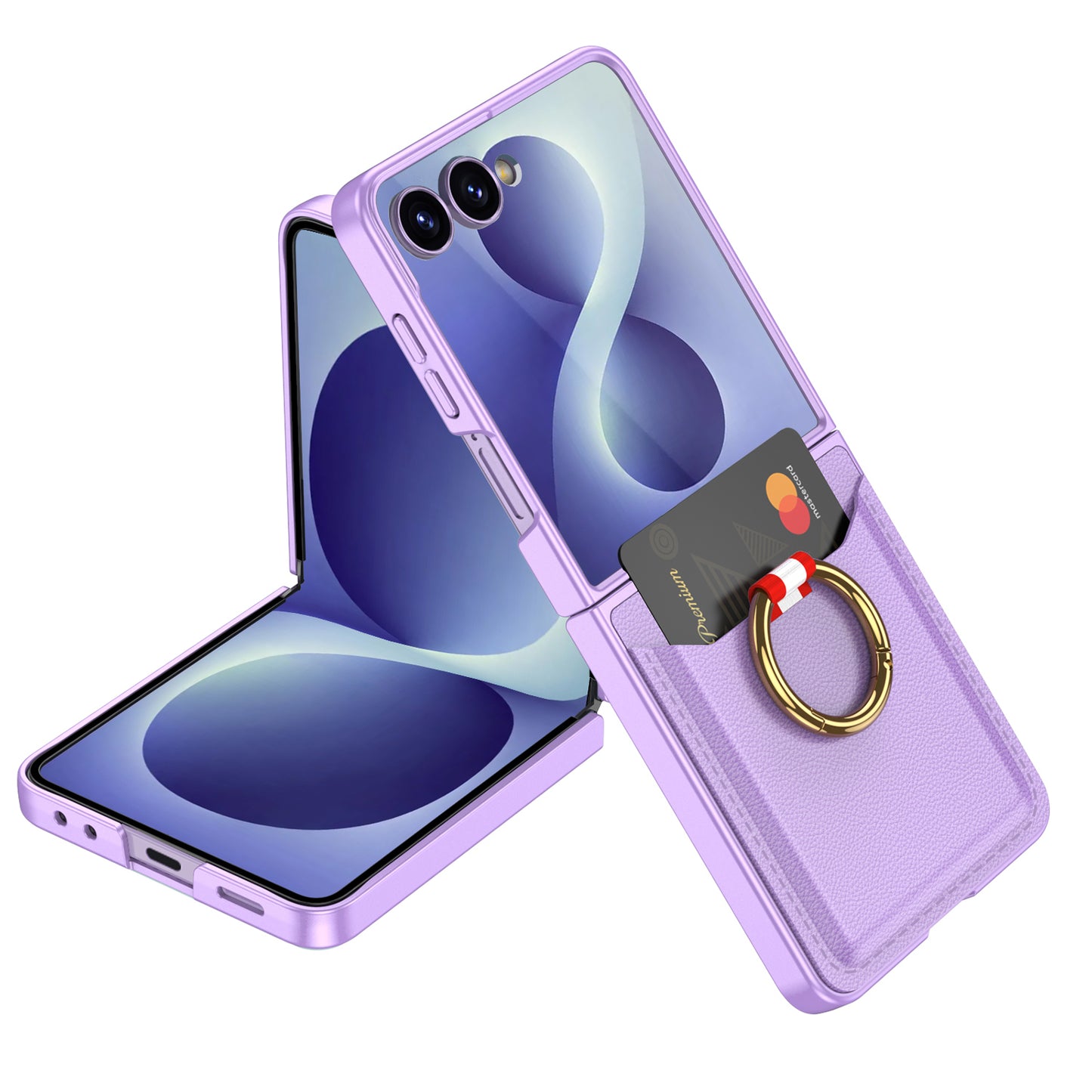 Galaxy Z Flip 8 Zore Kıpta Yüzüklü Kartlıklı Kapak Mor