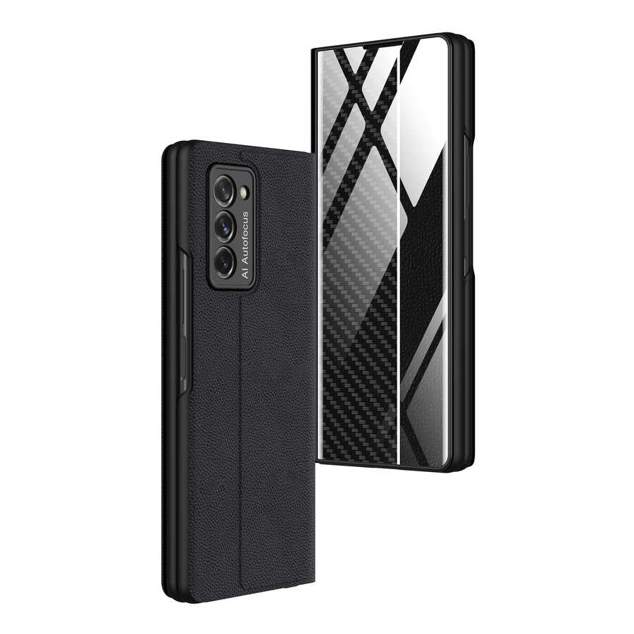 Galaxy Z Fold 2 Kılıf Zore Droga Kılıf Siyah-Beyaz