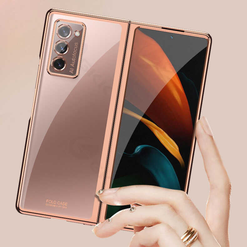 Galaxy Z Fold 2 Kılıf Zore Kıpta Kapak Rose Gold