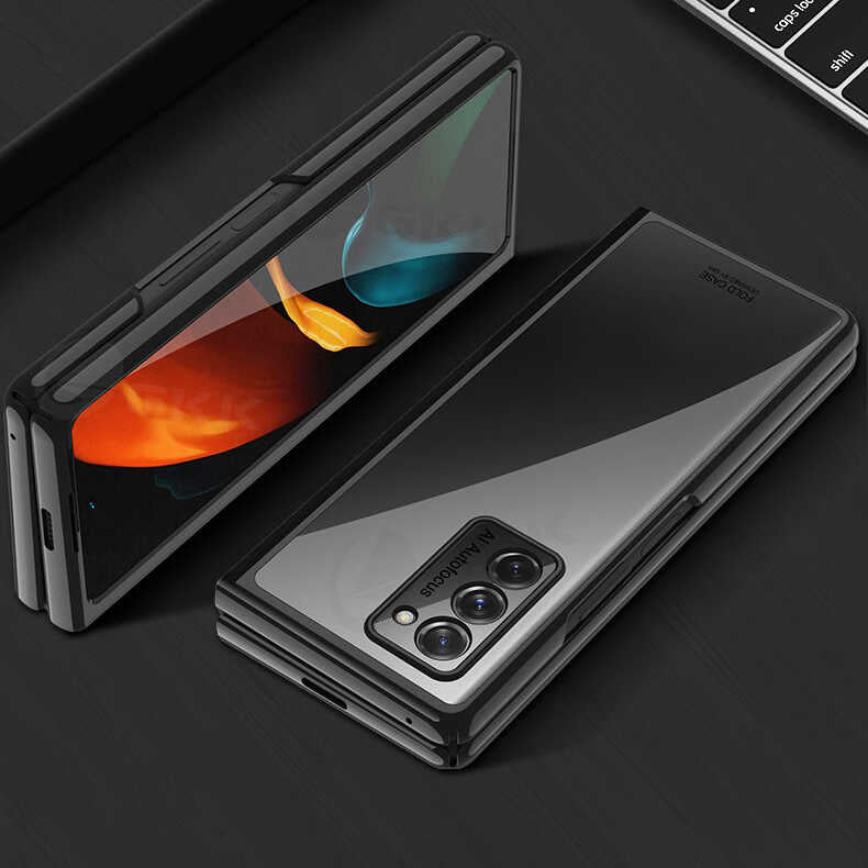 Galaxy Z Fold 2 Kılıf Zore Kıpta Kapak Siyah