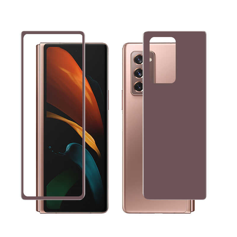 Galaxy Z Fold 2 Zore Ön Arka 5D Full Yapışkanlı Temperli Ekran Koruyucu Gold