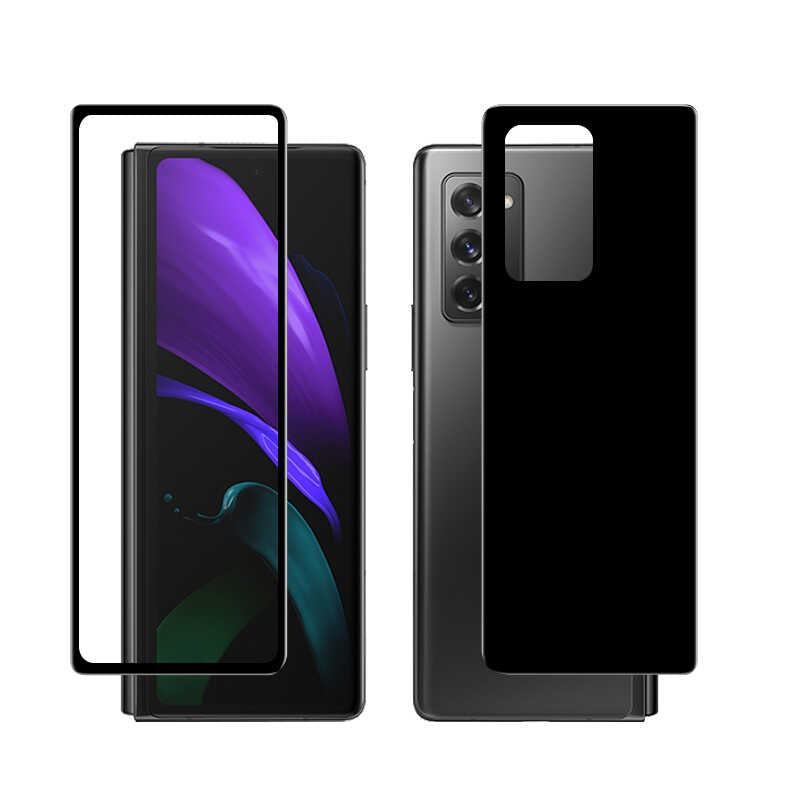 Galaxy Z Fold 2 Zore Ön Arka 5D Full Yapışkanlı Temperli Ekran Koruyucu Gold