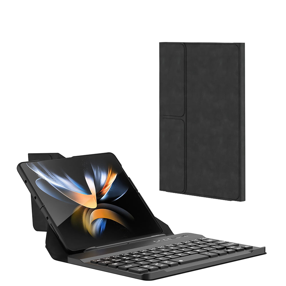 Galaxy Z Fold 3 Kılıf Standlı Klavyeli Kalem Bölmeli Zore Kıpta Klavyeli Kılıf Siyah