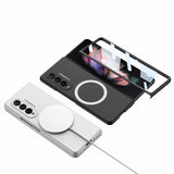 Galaxy Z Fold 3 Kılıf Wireless Şarj Özellikli Zore Kıpta M-safe Kapak Siyah