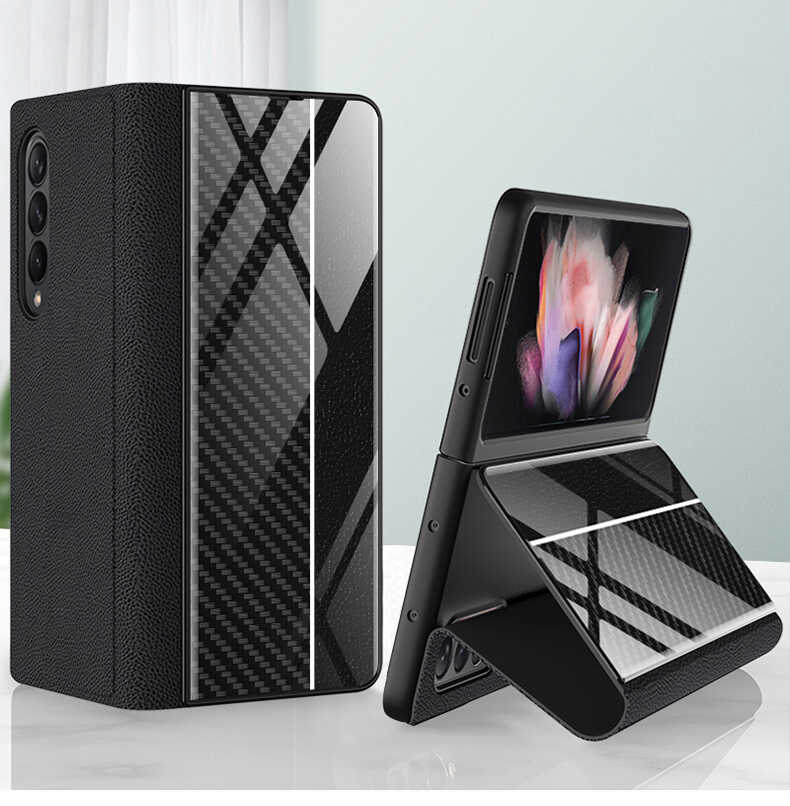 Galaxy Z Fold 3 Kılıf Zore Droga Kılıf Siyah-Beyaz