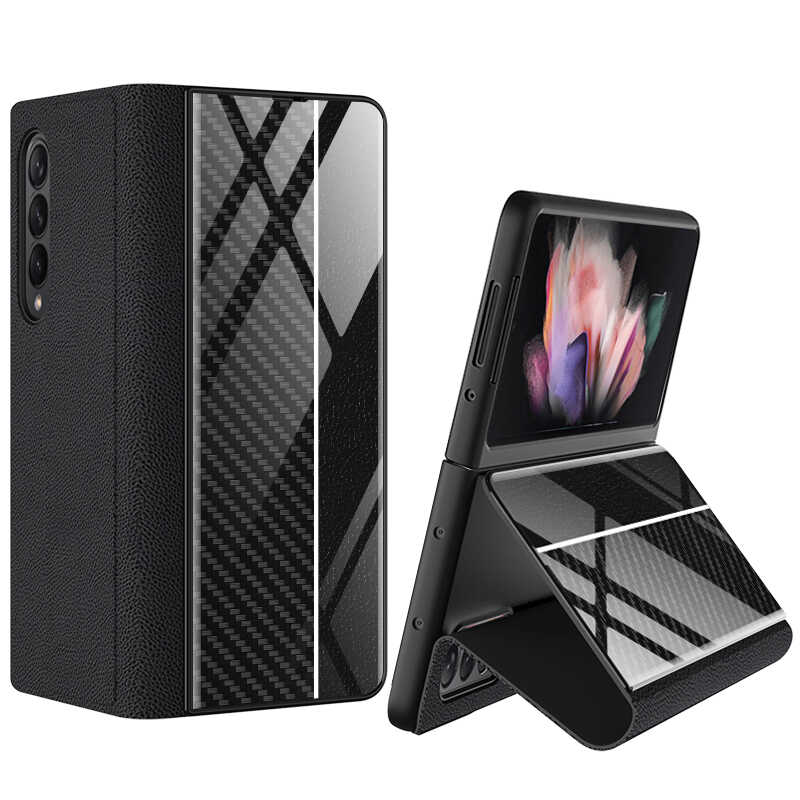 Galaxy Z Fold 3 Kılıf Zore Droga Kılıf Siyah-Beyaz