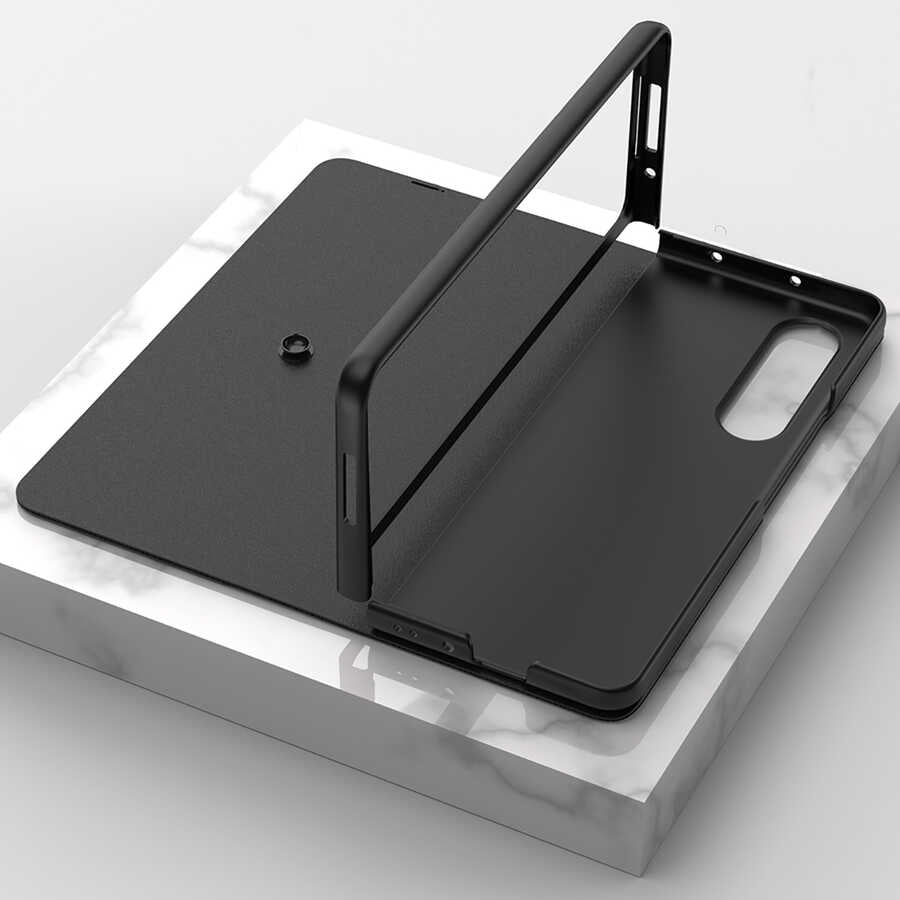 Galaxy Z Fold 3 Kılıf Zore Kalem Bölmeli Droga Kılıf Siyah