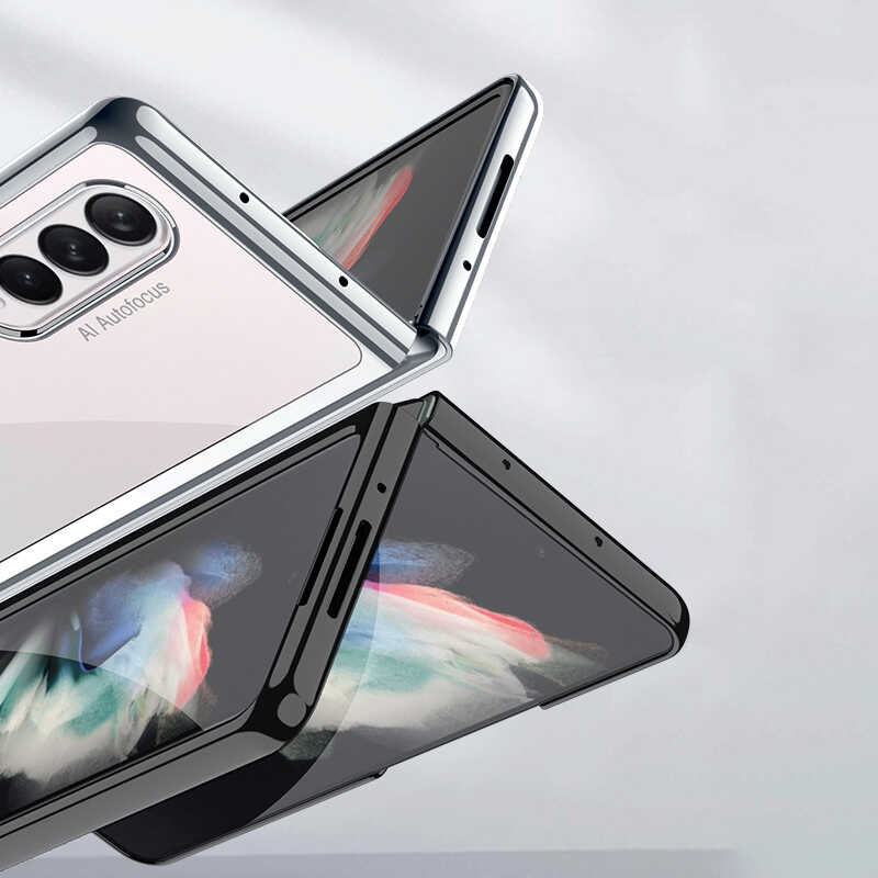 Galaxy Z Fold 3 Kılıf Zore Kıpta Kapak Gümüş