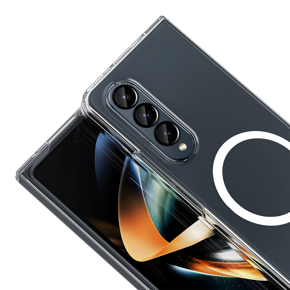 Galaxy Z Fold 4 Kamera Korumalı M-Safe Şarj Özellikli Şeffaf London Sert PC Kapak Şeffaf