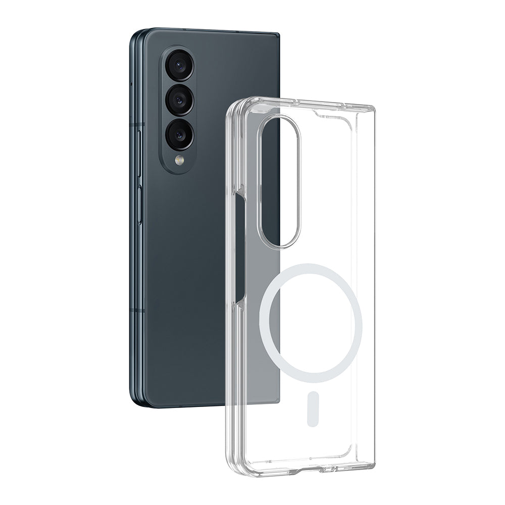 Galaxy Z Fold 4 Kamera Korumalı M-Safe Şarj Özellikli Şeffaf London Sert PC Kapak Şeffaf