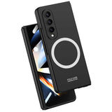Galaxy Z Fold 4 Kılıf Wireless Şarj Özellikli Zore Kıpta M-safe Kapak Siyah