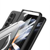 Galaxy Z Fold 4 Kılıf Wireless Şarj Özellikli Zore Kıpta M-safe Kapak Siyah