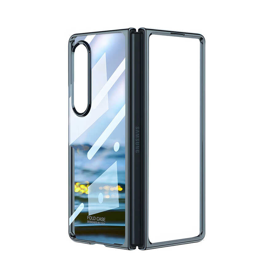 Galaxy Z Fold 4 Kılıf Zore Full Camlı Kıpta Kapak Renksiz