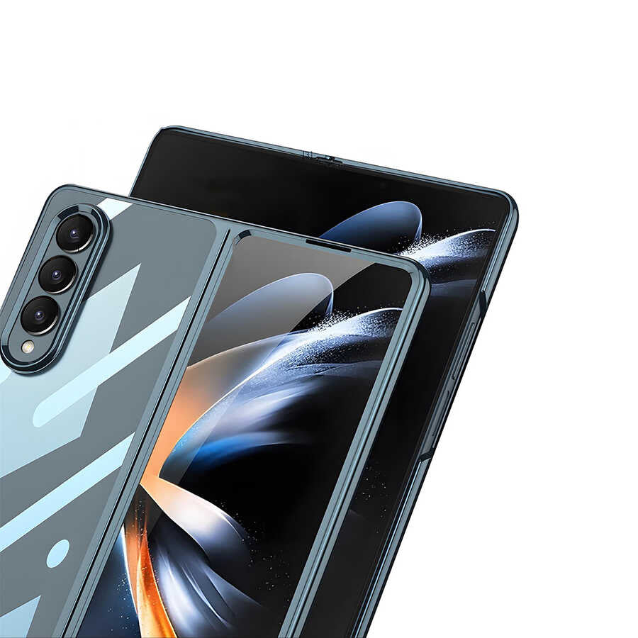 Galaxy Z Fold 4 Kılıf Zore Full Camlı Kıpta Kapak Siyah