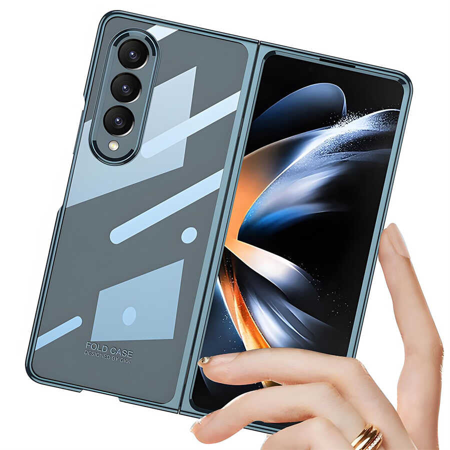 Galaxy Z Fold 4 Kılıf Zore Full Camlı Kıpta Kapak Siyah