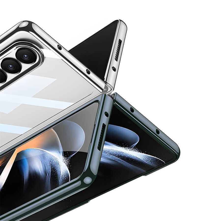 Galaxy Z Fold 4 Kılıf Zore Full Camlı Kıpta Kapak Renksiz