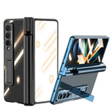 Galaxy Z Fold 4 Kılıf Zore Kıpta Standlı Kalem Bölmeli Kapak Mavi