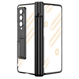 Galaxy Z Fold 4 Kılıf Zore Kıpta Standlı Kalem Bölmeli Kapak Gümüş