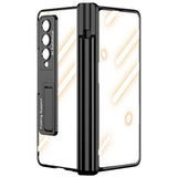 Galaxy Z Fold 4 Kılıf Zore Kıpta Standlı Kalem Bölmeli Kapak Mavi