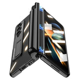 Galaxy Z Fold 4 Kılıf Zore Kıpta Standlı Kalem Bölmeli Kapak Gold