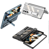 Galaxy Z Fold 4 Kılıf Zore Kıpta Standlı Kalem Bölmeli Kapak Siyah
