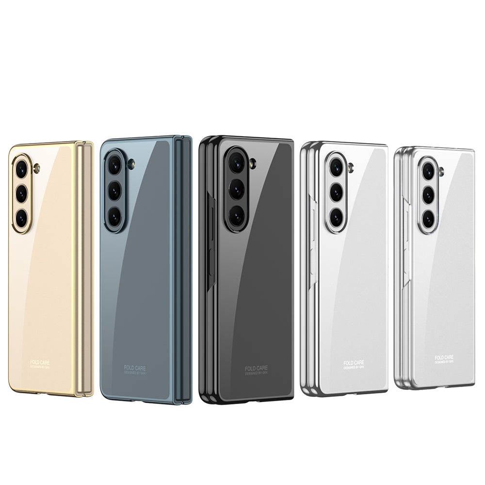 Galaxy Z Fold 5 Kılıf Zore Full Camlı Kıpta Kapak Gold