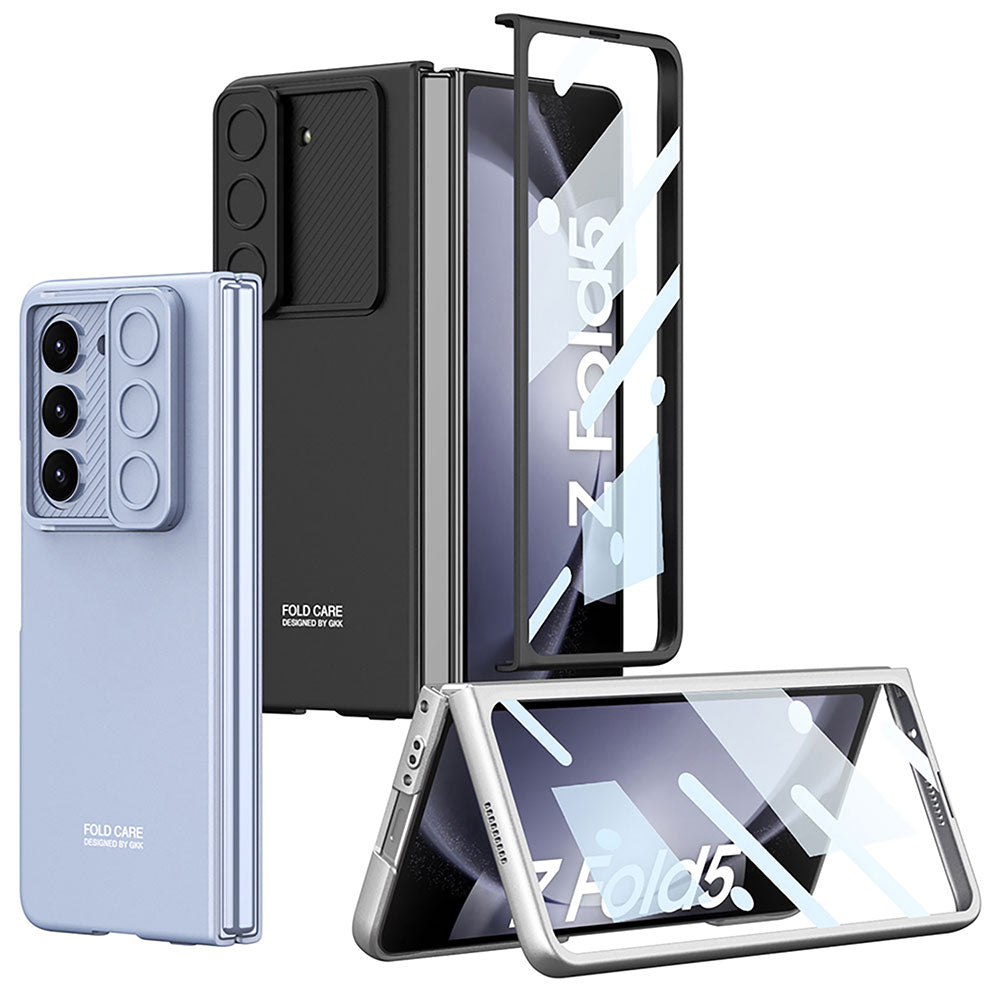 Galaxy Z Fold 5 Kılıf Kamera Korumalı Zore Kıpta Sürgülü Kapak Siyah