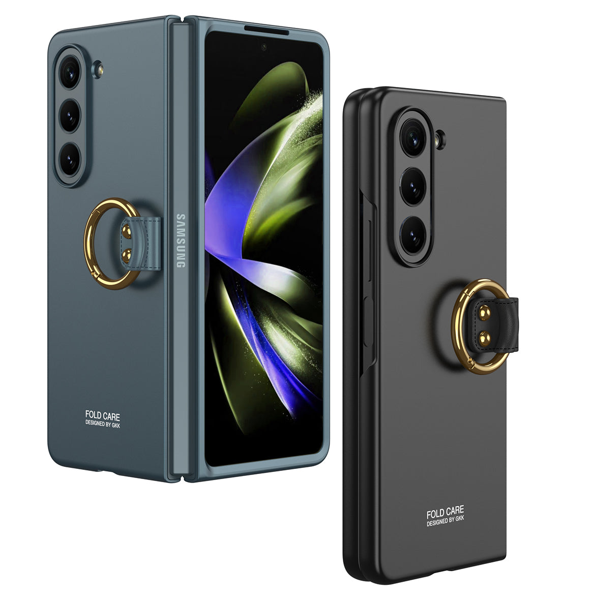 Galaxy Z Fold 5 Kılıf Zore Kıpta Yüzüklü Flip Sert Kapak Rose Gold