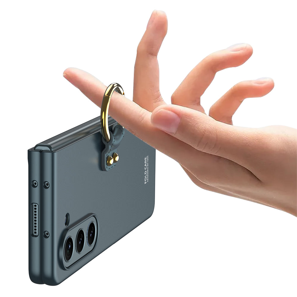 Galaxy Z Fold 5 Kılıf Zore Kıpta Yüzüklü Flip Sert Kapak Gümüş