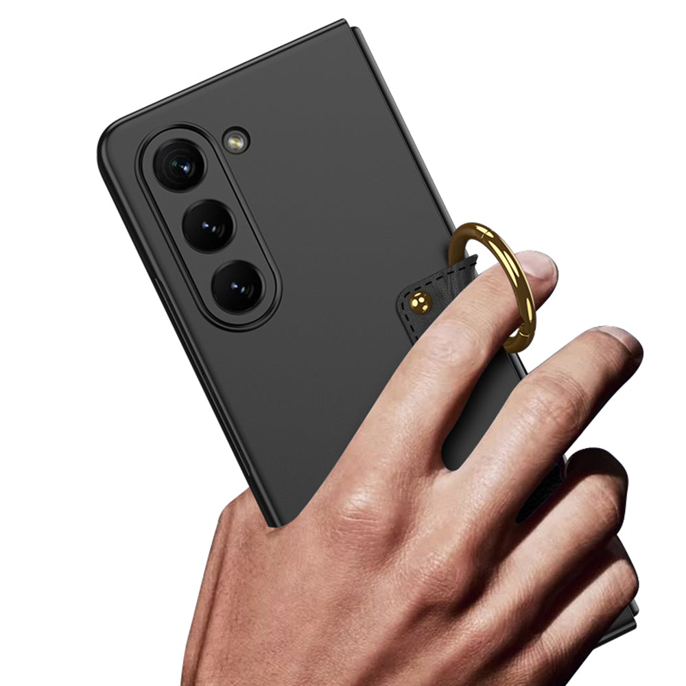 Galaxy Z Fold 5 Kılıf Zore Kıpta Yüzüklü Flip Sert Kapak Rose Gold