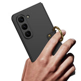 Galaxy Z Fold 5 Kılıf Zore Kıpta Yüzüklü Flip Sert Kapak Siyah