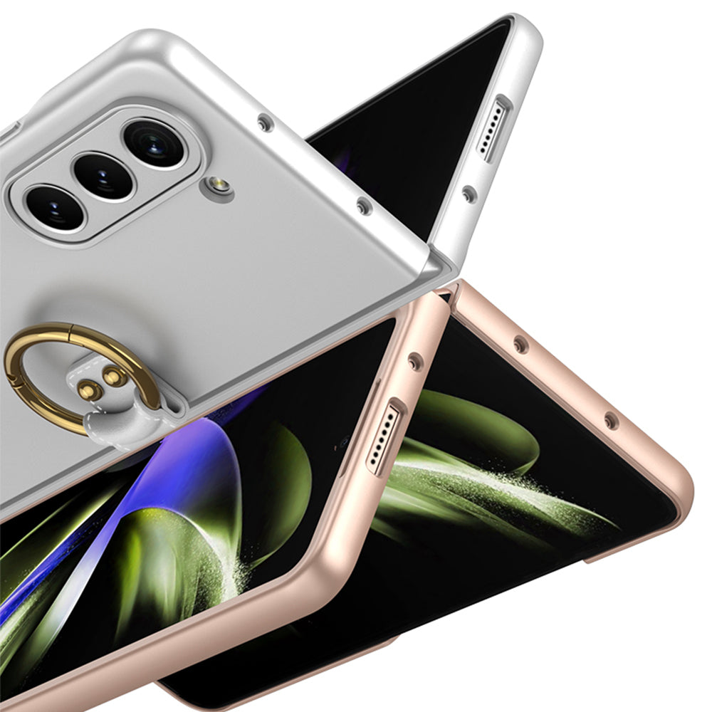 Galaxy Z Fold 5 Kılıf Zore Kıpta Yüzüklü Flip Sert Kapak Gümüş
