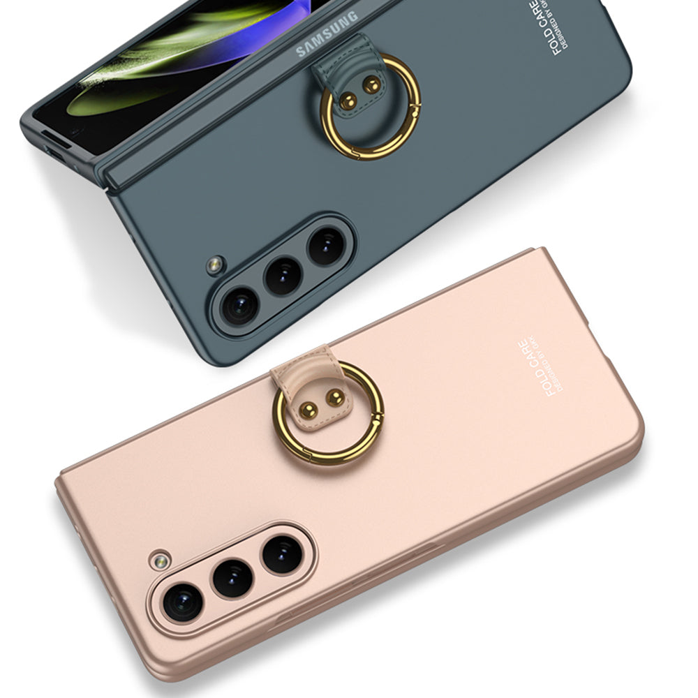 Galaxy Z Fold 5 Kılıf Zore Kıpta Yüzüklü Flip Sert Kapak Rose Gold