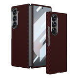 Galaxy Z Fold 6 Kılıf Kamera Korumalı Karbon Fiber Tasarımlı Arka Yüzey Zore Kıpta Karbon Kapak Lacivert