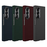 Galaxy Z Fold 6 Kılıf Kamera Korumalı Karbon Fiber Tasarımlı Arka Yüzey Zore Kıpta Karbon Kapak Lacivert