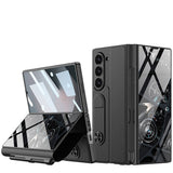 Galaxy Z Fold 6 Kılıf Kamera Korumalı Kartlıklı Kalem Bölmeli Zore Kıpta Marble Drago Kılıf Siyah