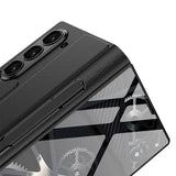 Galaxy Z Fold 6 Kılıf Kamera Korumalı Kartlıklı Kalem Bölmeli Zore Kıpta Marble Drago Kılıf Siyah