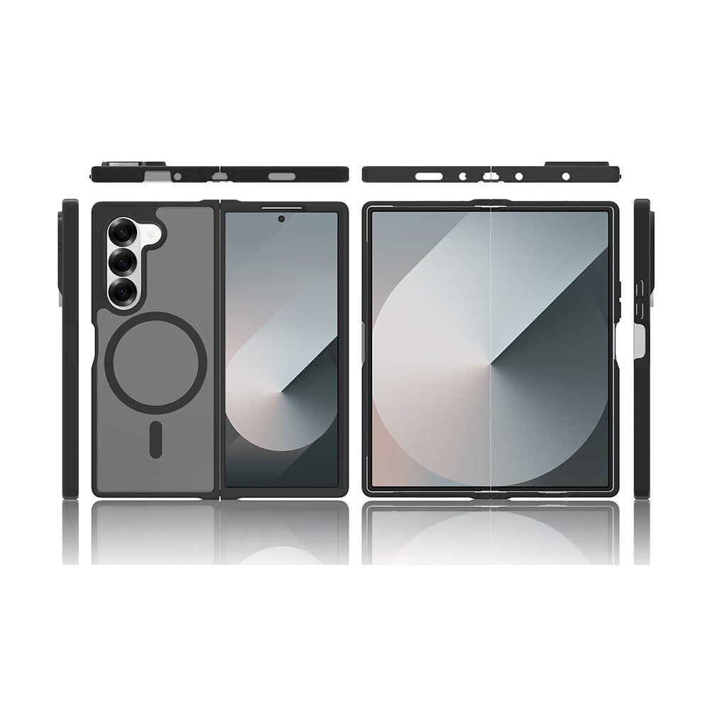 Galaxy Z Fold 6 Kılıf M-Safe Şarj Özellikli Kamera Korumalı Zore Lunex Kapak Siyah